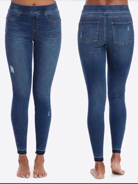SPANX DISTRESSED SKINNY JEANS M Pull on Jeggings Distressed Released Hem 20203R